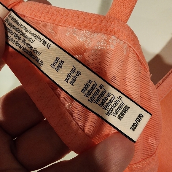 Victoria's Secret Dream Angels Push-up Padded Underwire Lace Bra Orange Floral - Picture 9 of 9